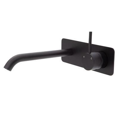 Fienza Kaya Up Basin/Bath Mixer 200mm Outlet Matte Black Soft Square Matte Black Plate - Burdens Plumbing