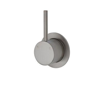 Fienza Kaya Up Wall Mixer With Minimal Round Plate Brushed Nickel - Burdens Plumbing