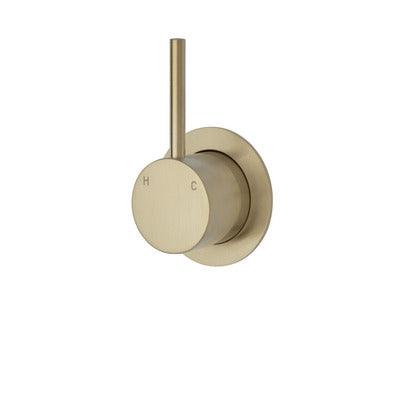 Fienza Kaya Up Wall Mixer With Minimal Round Plate Urban Brass - Burdens Plumbing