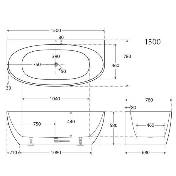 Fienza Keeto 1700mm Back To Wall Acrylic Bath Fr65-1700 - Burdens Plumbing