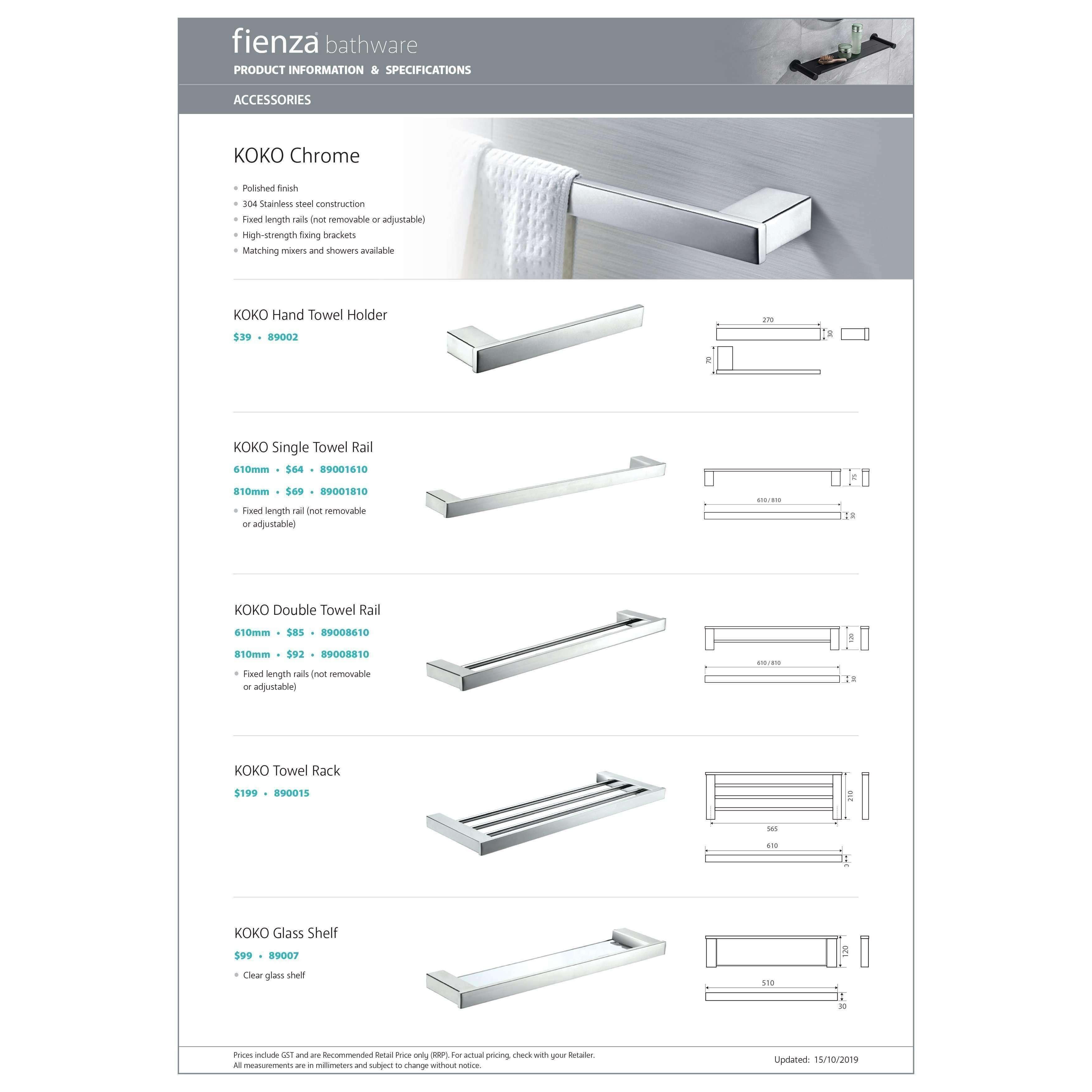 Fienza Koko Towel Ring Chrome - Burdens Plumbing