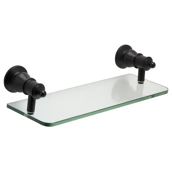 Fienza Lillian Glass Shelf - Matte Black - Burdens Plumbing