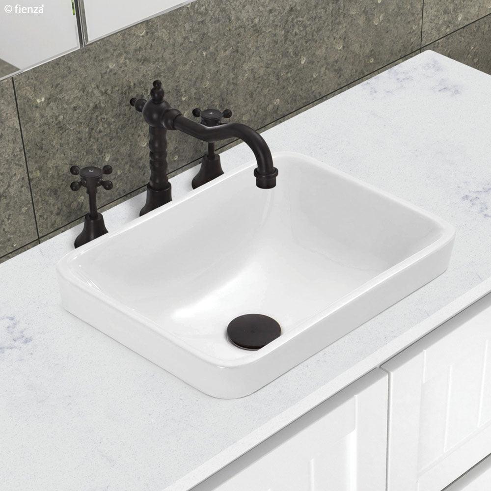 Fienza Lillian Shepherds Crook Basin Set - Matte Black - Burdens Plumbing
