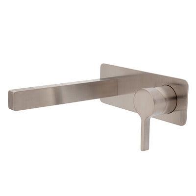 Fienza Sansa Basin Wall Mixer Set Brushed Nicked Soft Square Brushed Nickel Plate - Burdens Plumbing