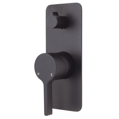 Fienza Sansa Diverter Mixer Matte Black Soft Square Matte Black Plate - Burdens Plumbing