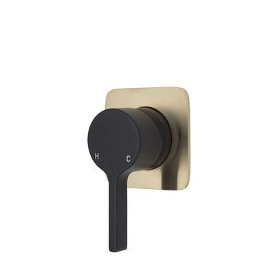 Fienza Sansa Wall Mixer Matte Black Soft Square Urban Brass Plate - Burdens Plumbing