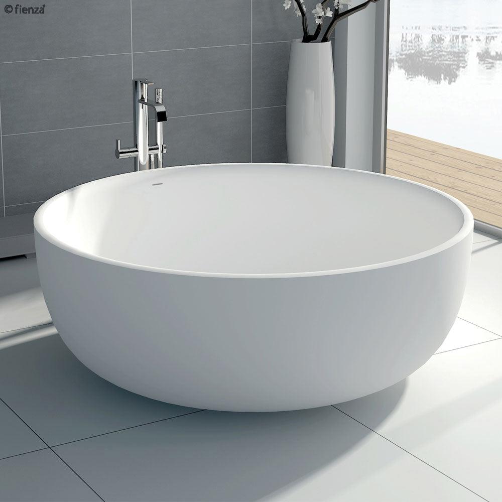 Fienza Shinto Matte White Stone Freestanding Bath 1350mm - Burdens Plumbing