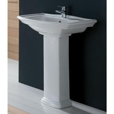 FIENZA WASHINGTON 560 WALL BASIN WITH PEDESTAL 560X420MM 1TH WHITE - Burdens Plumbing