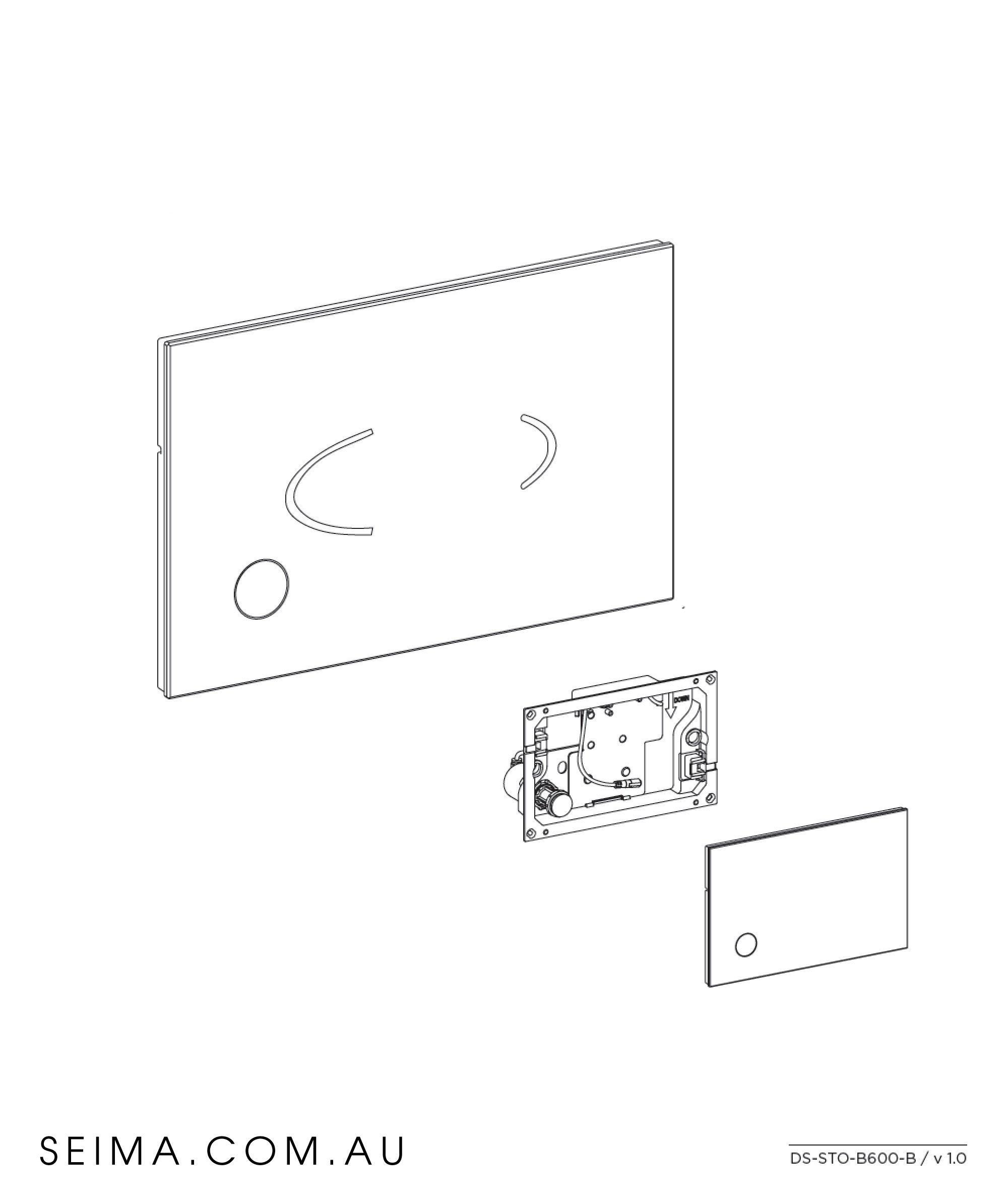 Flush Plate Sensor Touch Free Black By Seima(Seima P#:Sto-B600-B) - Burdens Plumbing