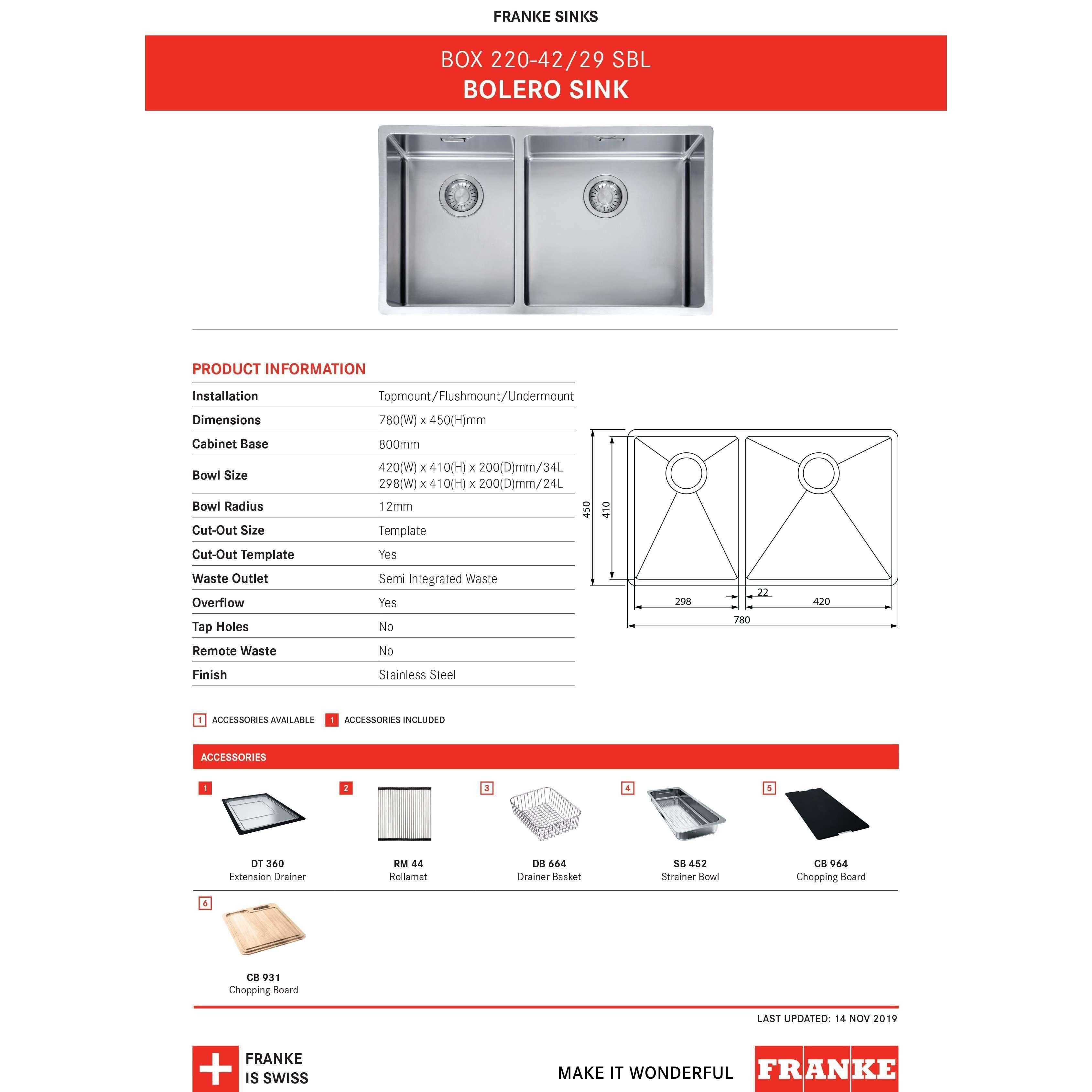 Franke Bolero 1 & 3/4 Bowl Sink - Burdens Plumbing