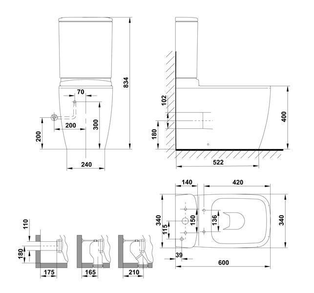 GALA EOS BACK ENTRY CLOSE COUPLED S/C SEAT S TRAP WHITE - Burdens Plumbing