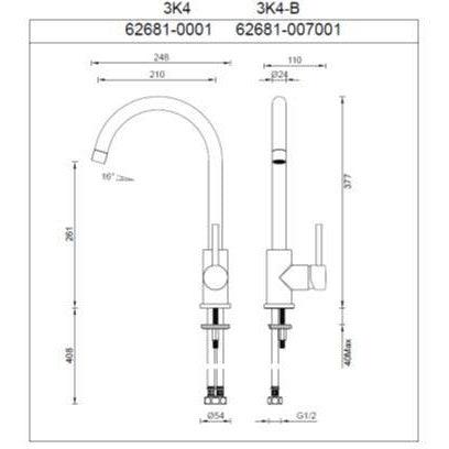 Gareth Ashton Lucia Goose Sidelever Mixer - Black - Burdens Plumbing