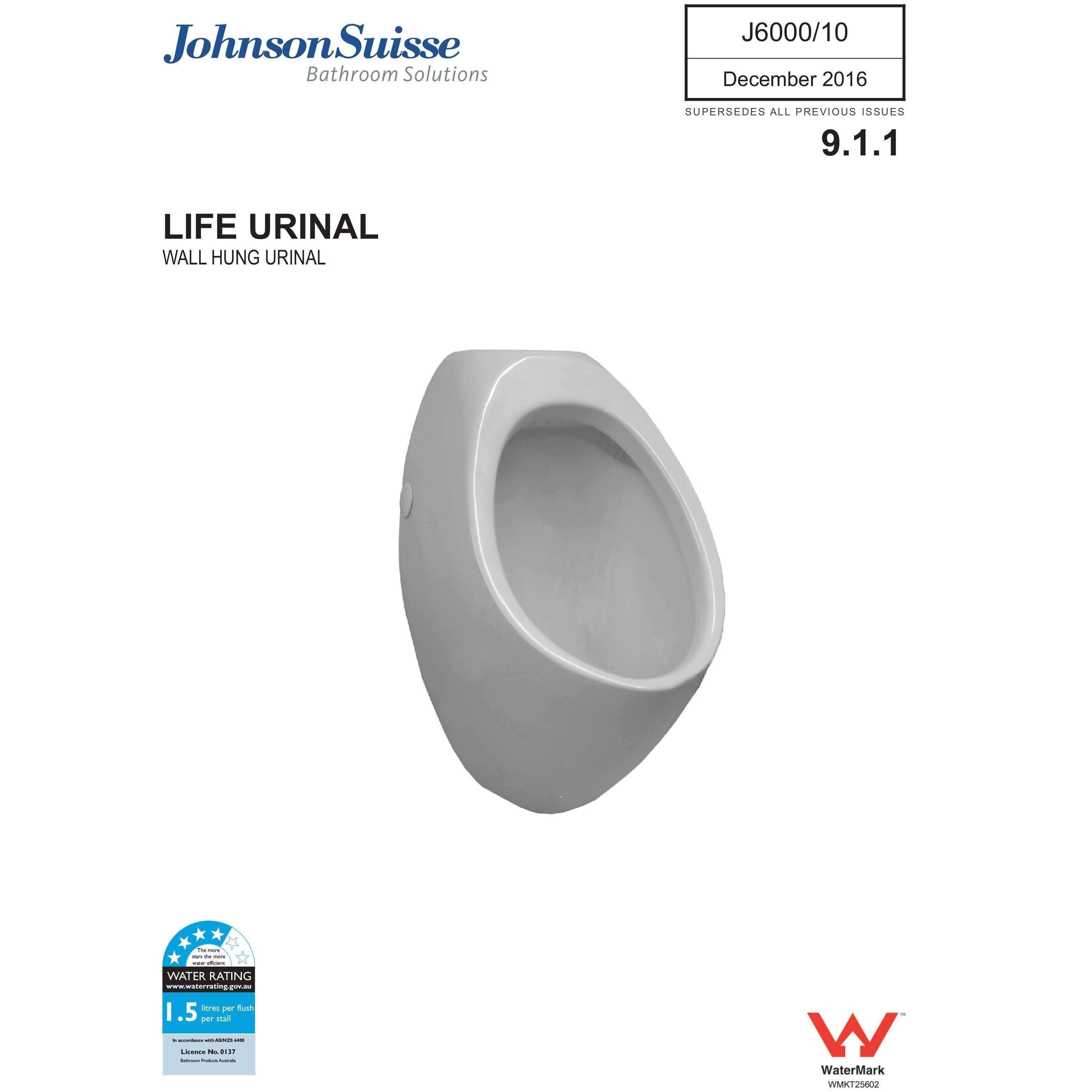 Gemini Life Wall Hung Top Entry Urinal J6000 - Burdens Plumbing