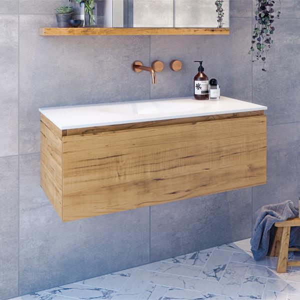 Genesis 600 Single Drawer Wall Hung Optimum Top (Rifco P#:Gn6O) - Burdens Plumbing