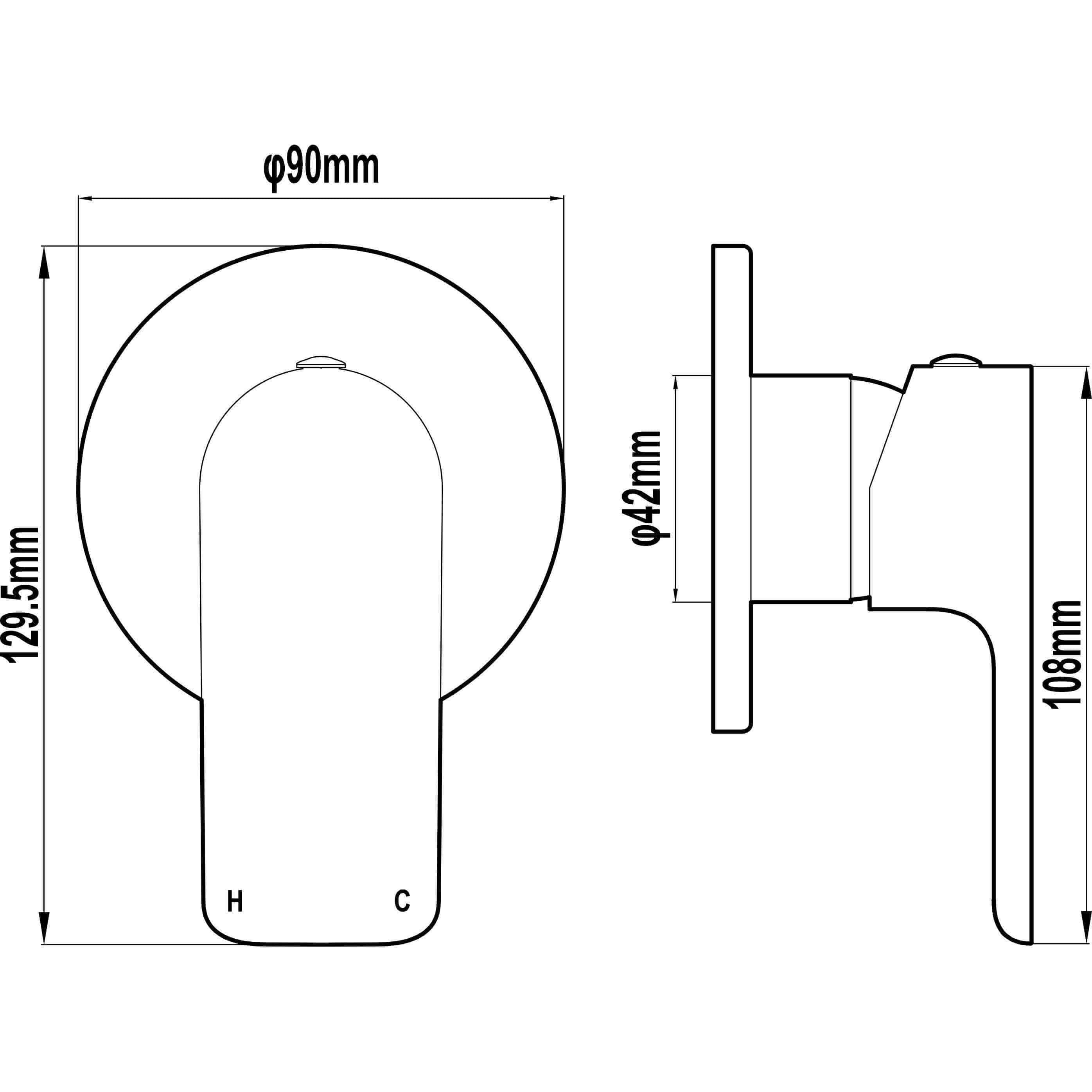 Harmony Bassini Shower/Bath Mixer Black Chrome - Burdens Plumbing