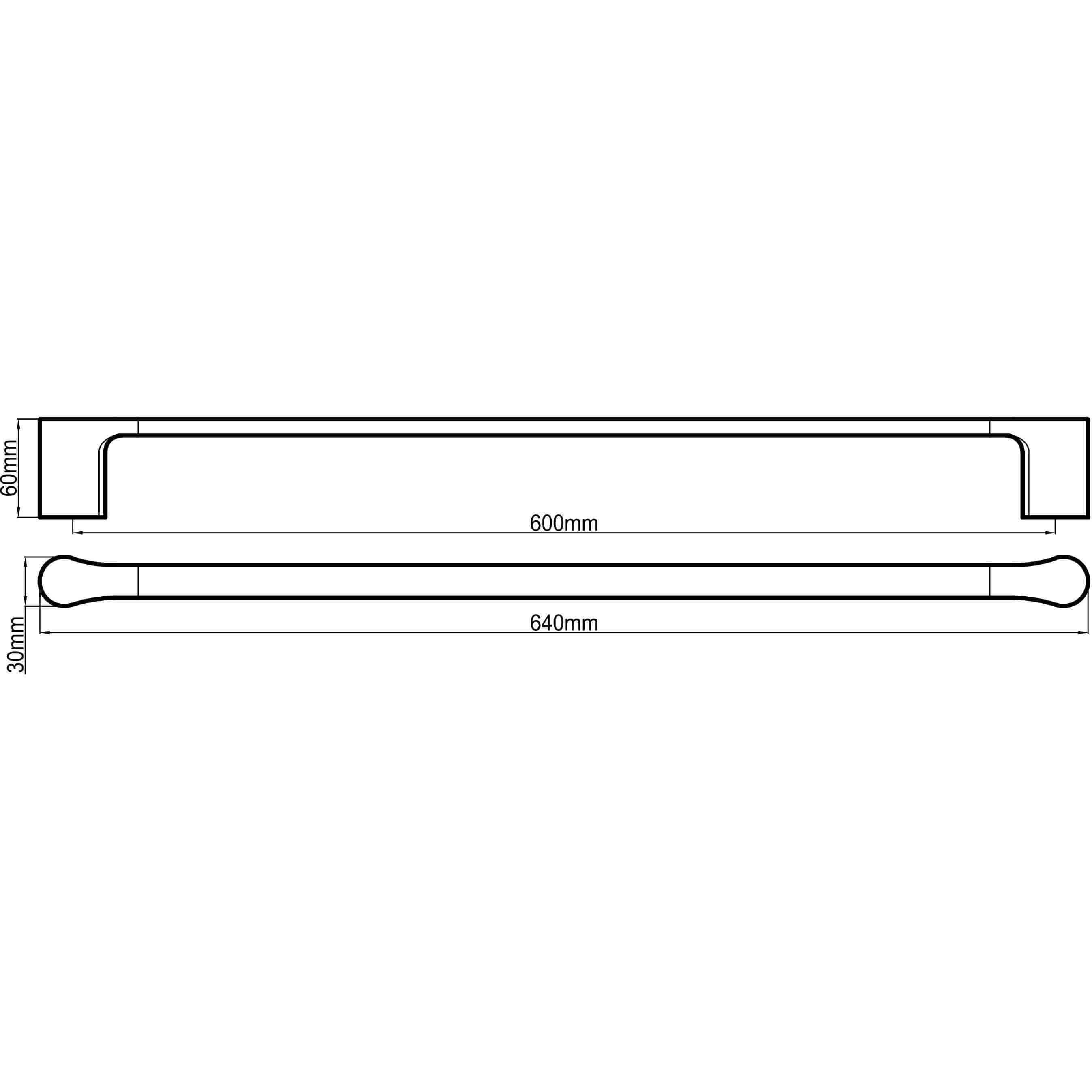 Harmony Bassini Single Towel Rail 600mm Black Chrome - Burdens Plumbing