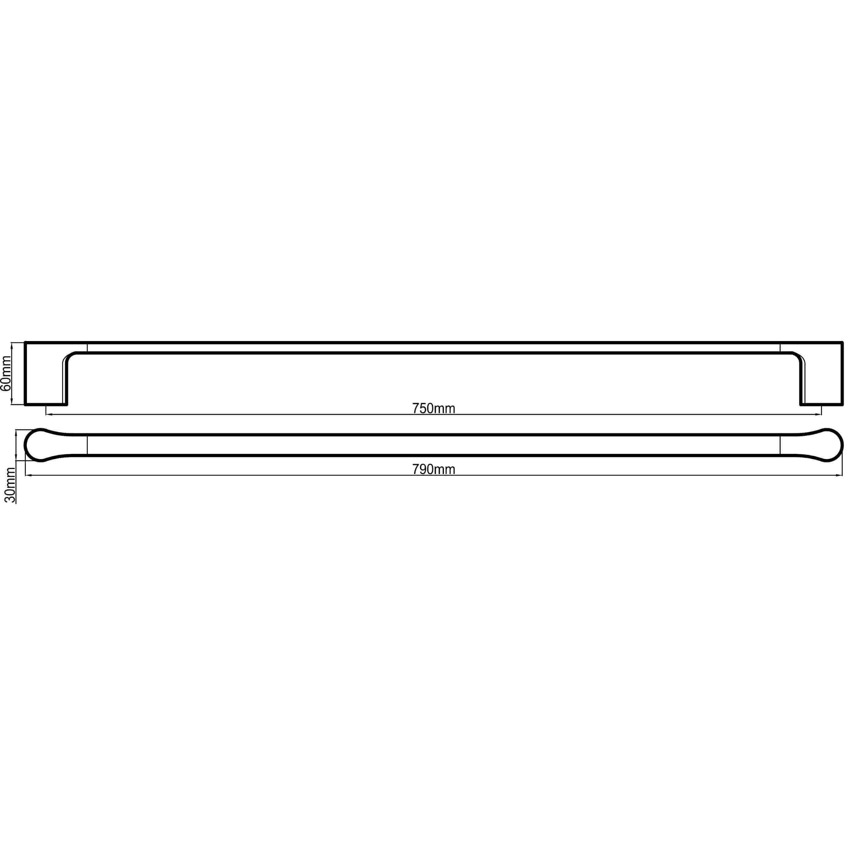 Harmony Bassini Single Towel Rail 750mm Black Chrome - Burdens Plumbing
