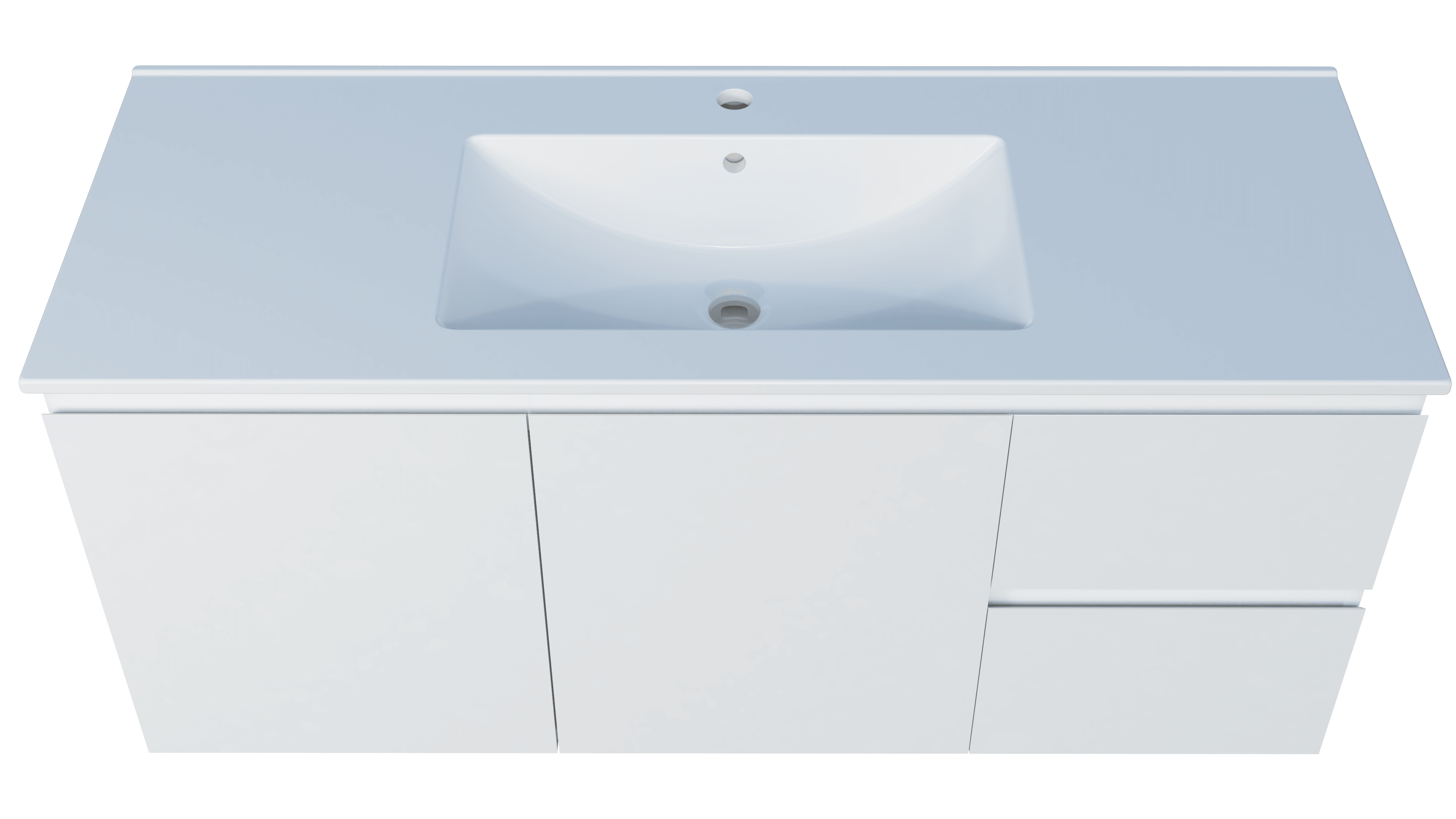Harmony Double Drawer Vanity 1200mm, Centre Bowl Alpha Top, Wall Hung - Burdens Plumbing