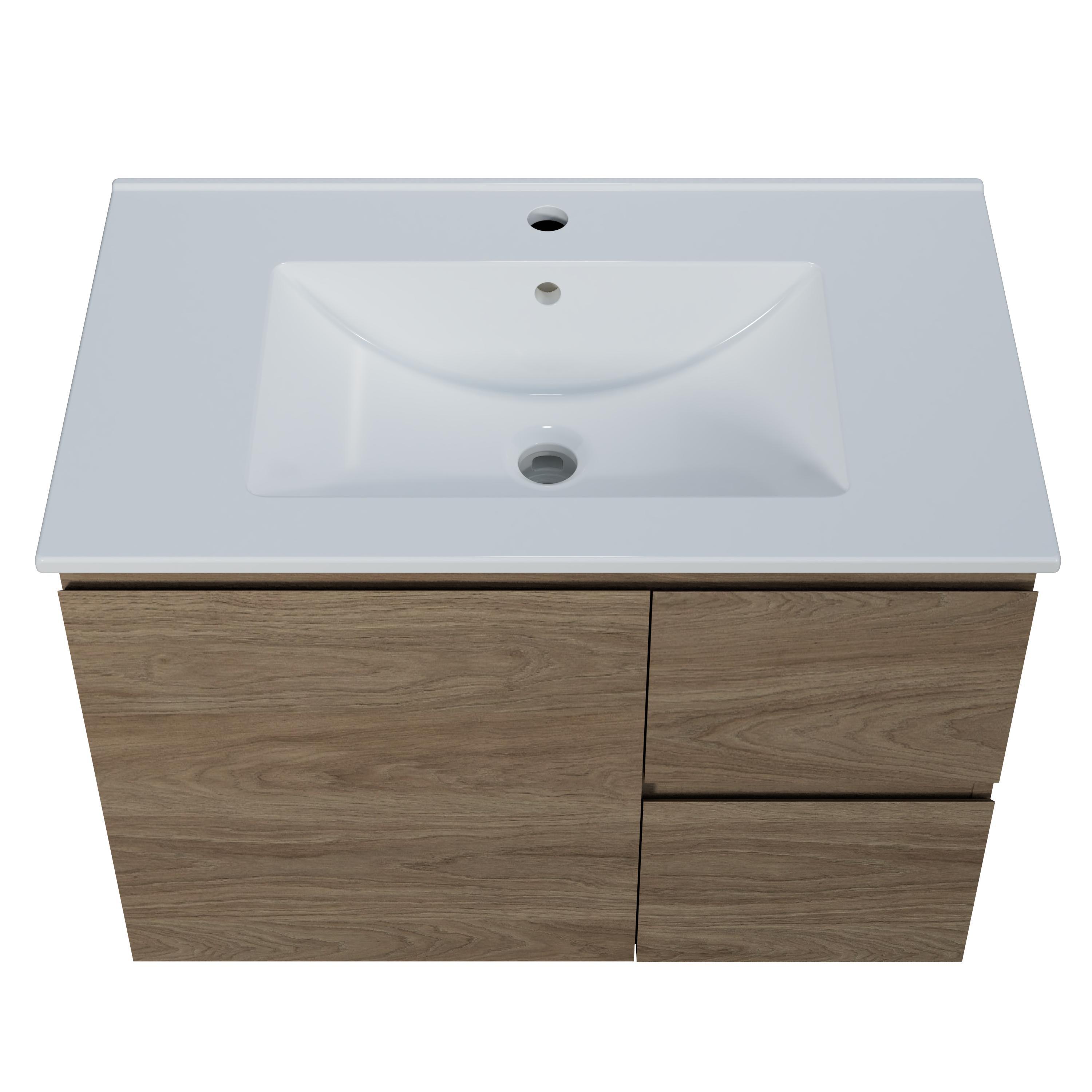 Harmony Vanity 750mm, Centre Bowl Alpha Top, Wall Hung - Burdens Plumbing