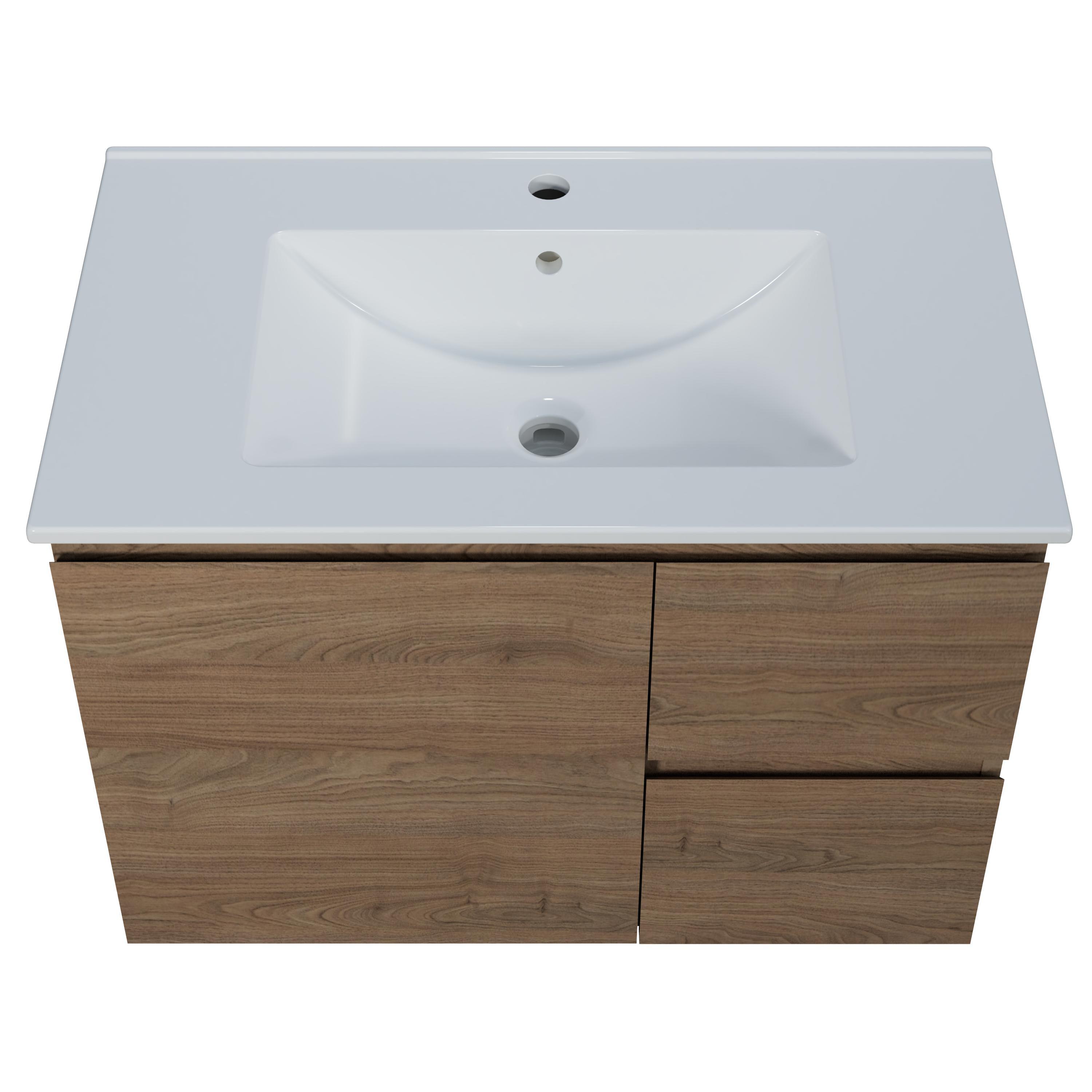 Harmony Vanity 750mm, Centre Bowl Alpha Top, Wall Hung - Burdens Plumbing