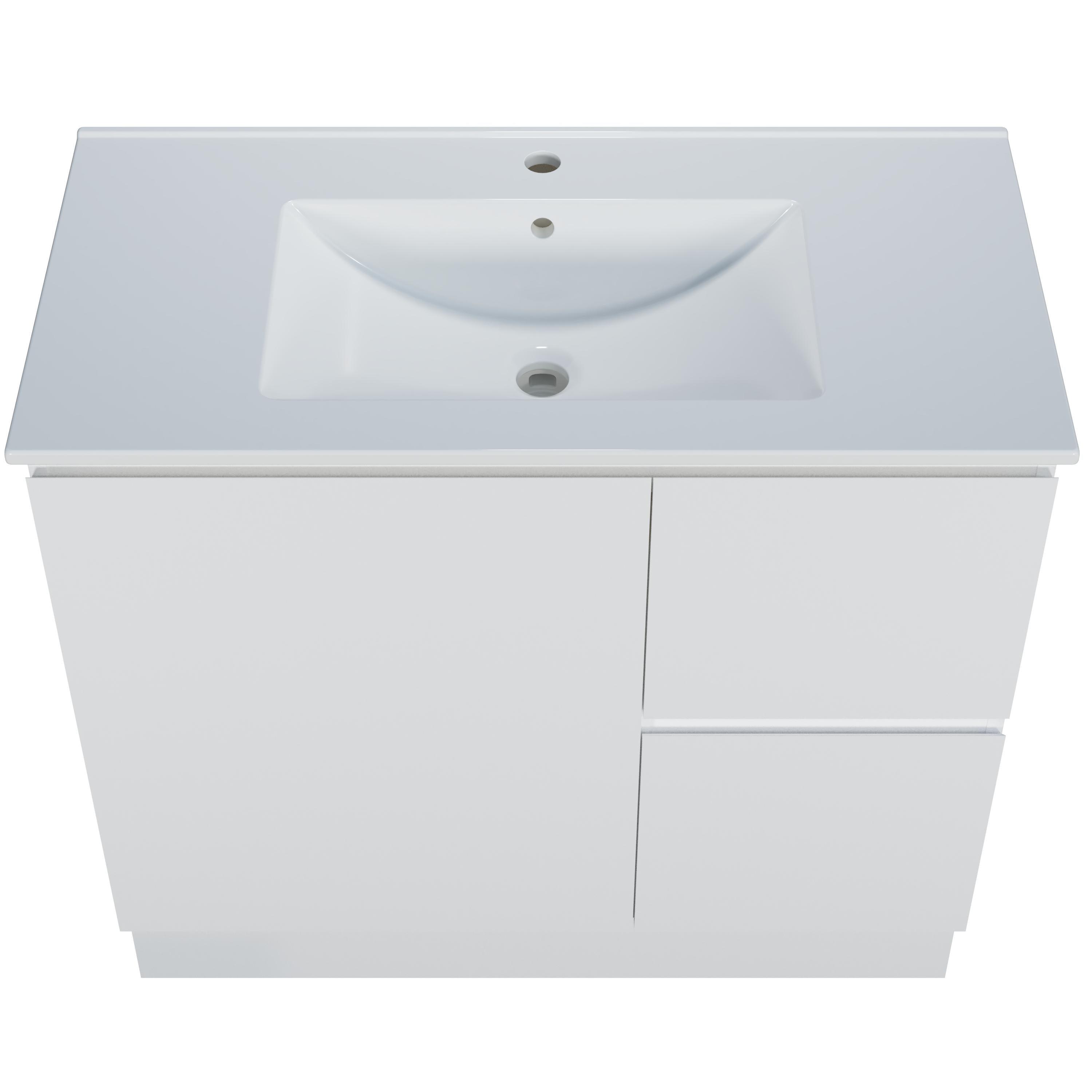 Harmony Vanity 900mm, Centre Bowl Alpha Top, Floor Standing - Burdens Plumbing