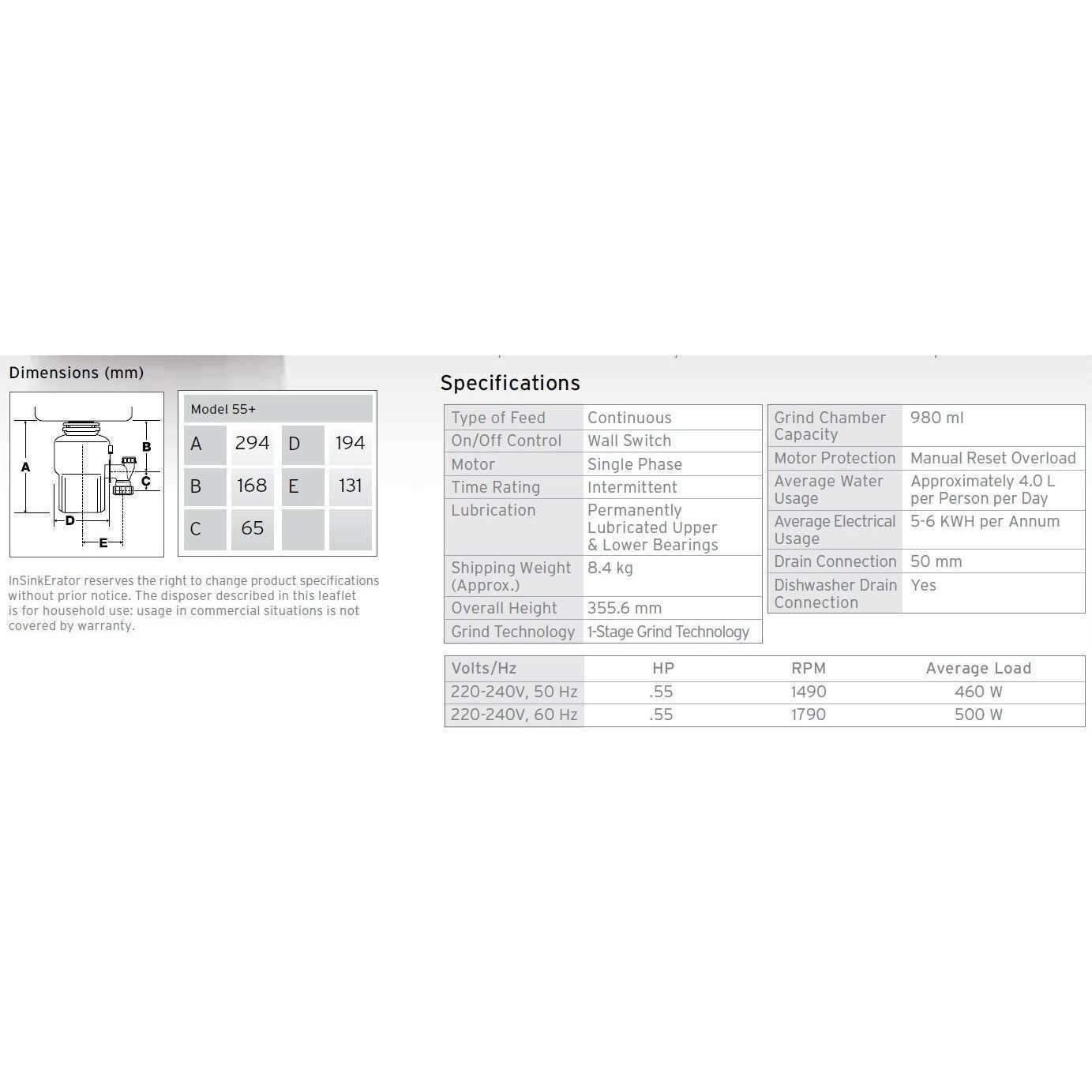 In-Sink-Erator Food Waste Disposer Model 56 77970K - Burdens Plumbing
