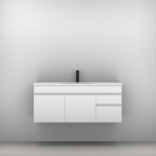 INDIANA VANITY 1500MM ALPHA DOUBLE BOWL CERAMIC TOP WALL HUNG(TIMBERLN P#:I152AW) - Burdens Plumbing