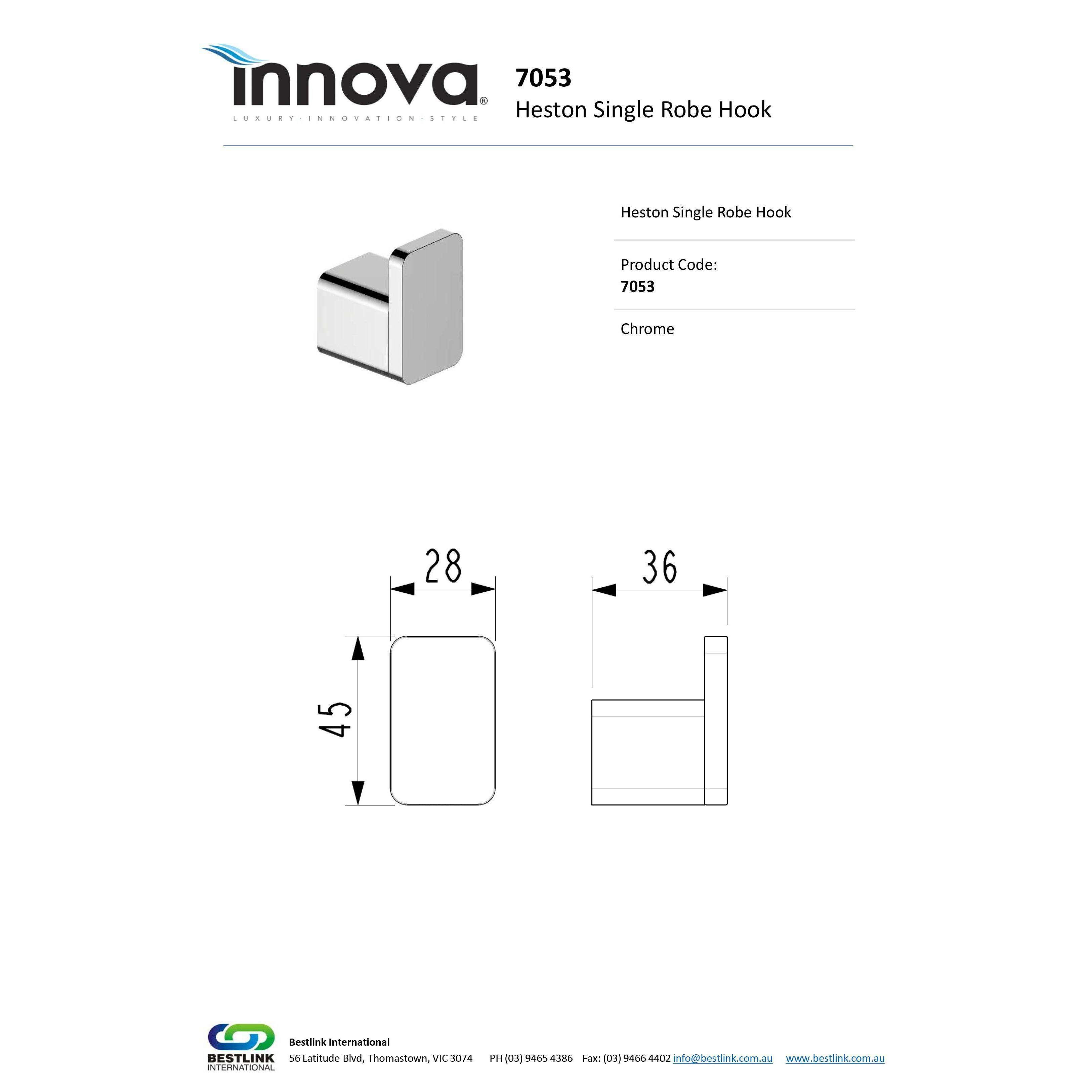 Innova Heston Single Robe Hook - Burdens Plumbing