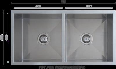 Interchange Uptown 250 Double Square Sink 875 X 450 X 250 Utr2 Radius Cnr - Burdens Plumbing