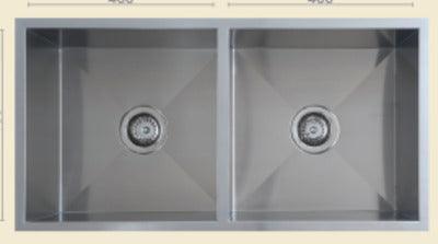 Interchange Uptown 250 Double Square Sink 875 X 450 X 250 Uts2 Square Cnr - Burdens Plumbing