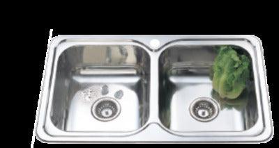 Interchange Uptown Dtm820 Pressed Topmount S/Steel Sink 820 X 500 X 180 Double Bowl - Burdens Plumbing