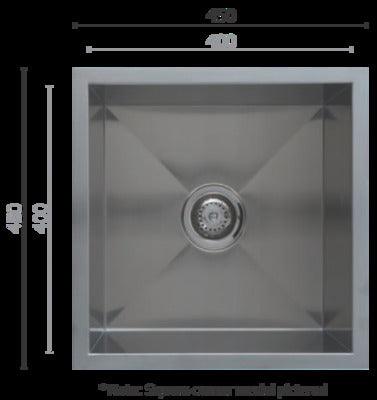 Interchange Uptown Utr400 Single Square Sink 450 X 450 X 250 Radius Corner - Burdens Plumbing