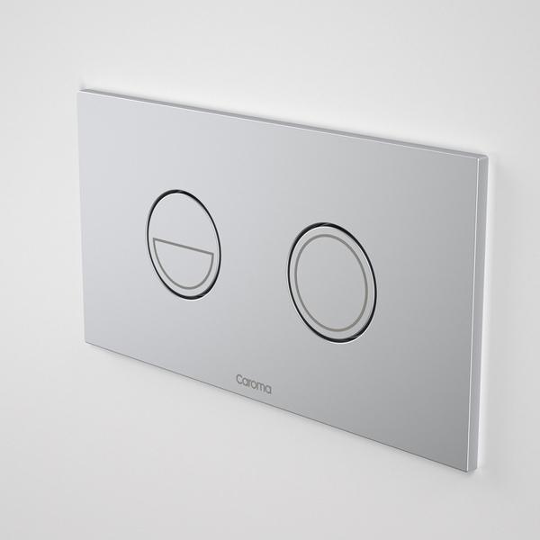 Invisi2 Round Dual Flush Button Panel Satin Chrome By Caroma(Caroma P#:237088S) - Burdens Plumbing