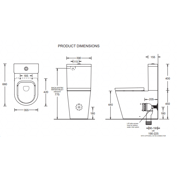 Johnson Suisse Venezia Ambulant Rimless Flush To Wall Toilet Suite - Burdens Plumbing