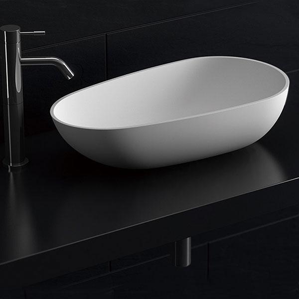 Kaskade Viva Cast Stone Above Counter Basin Matt White - Burdens Plumbing