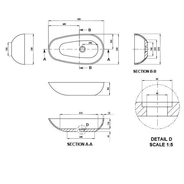 Kaskade Viva Cast Stone Above Counter Basin Matt White - Burdens Plumbing