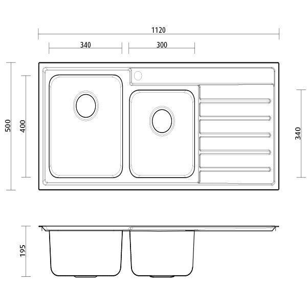 Kubic Sink 1.75B Ld 1T 1120X500 By Seima(Seima P#:Sks-Ka175-Ld-1) - Burdens Plumbing