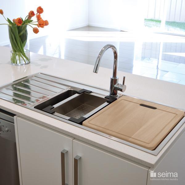 Kubic S/S Sink 1+3/4B-Ld 1120X500 0T By Seima(Seima P#:Sks-Ka175-Ld-0T) - Burdens Plumbing