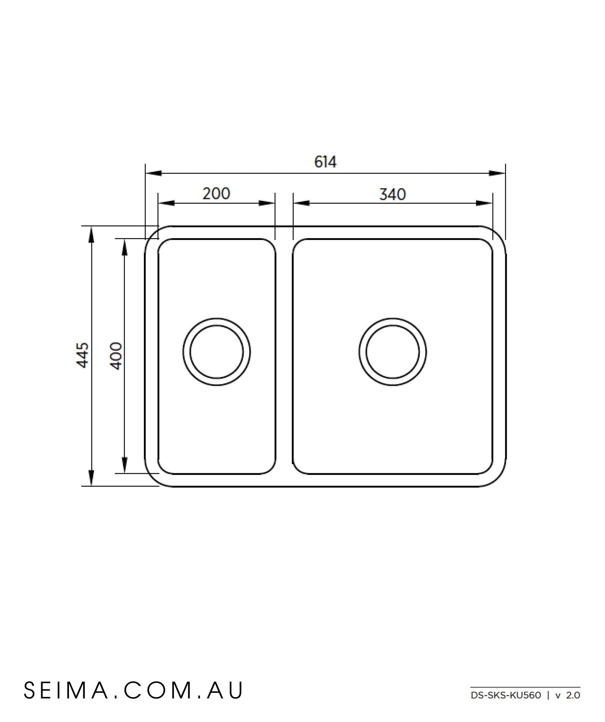Kubic S/S Sink 1.5B 560X400 By Seima(Seima P#:Sks-Ku560) - Burdens Plumbing