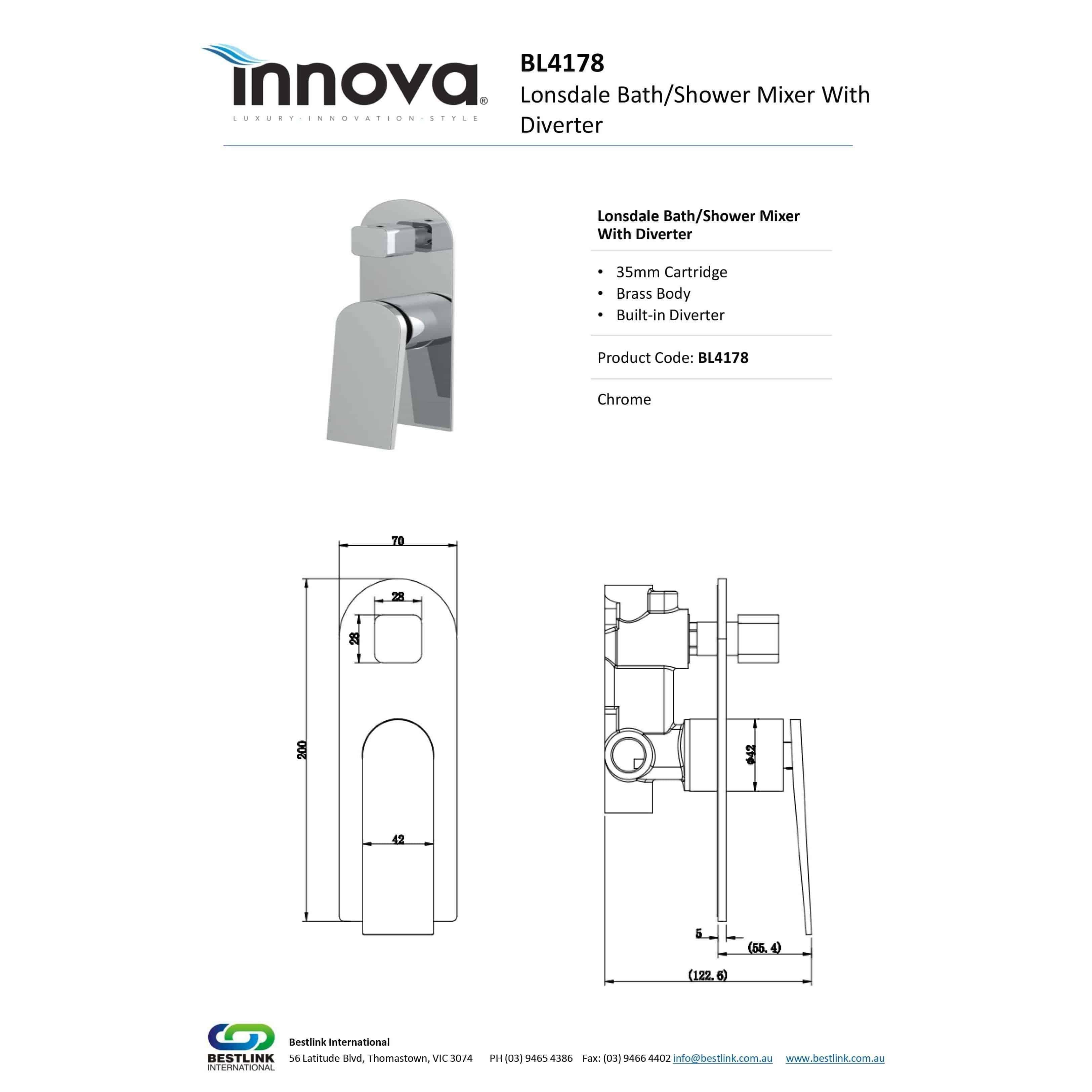 Lonsdale Shower Diverter Mixer - Burdens Plumbing