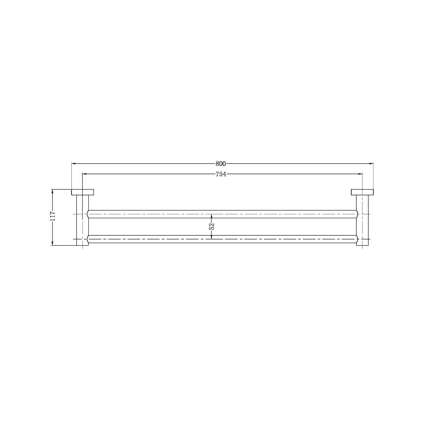 Mecca Double Towel Rail 800mm Brushed Nickel - Burdens Plumbing
