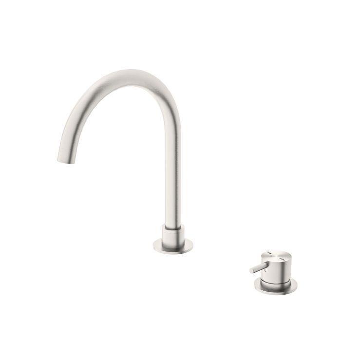 Mecca Hob Basin Mixer Round Spout Brushed Nickel - Burdens Plumbing