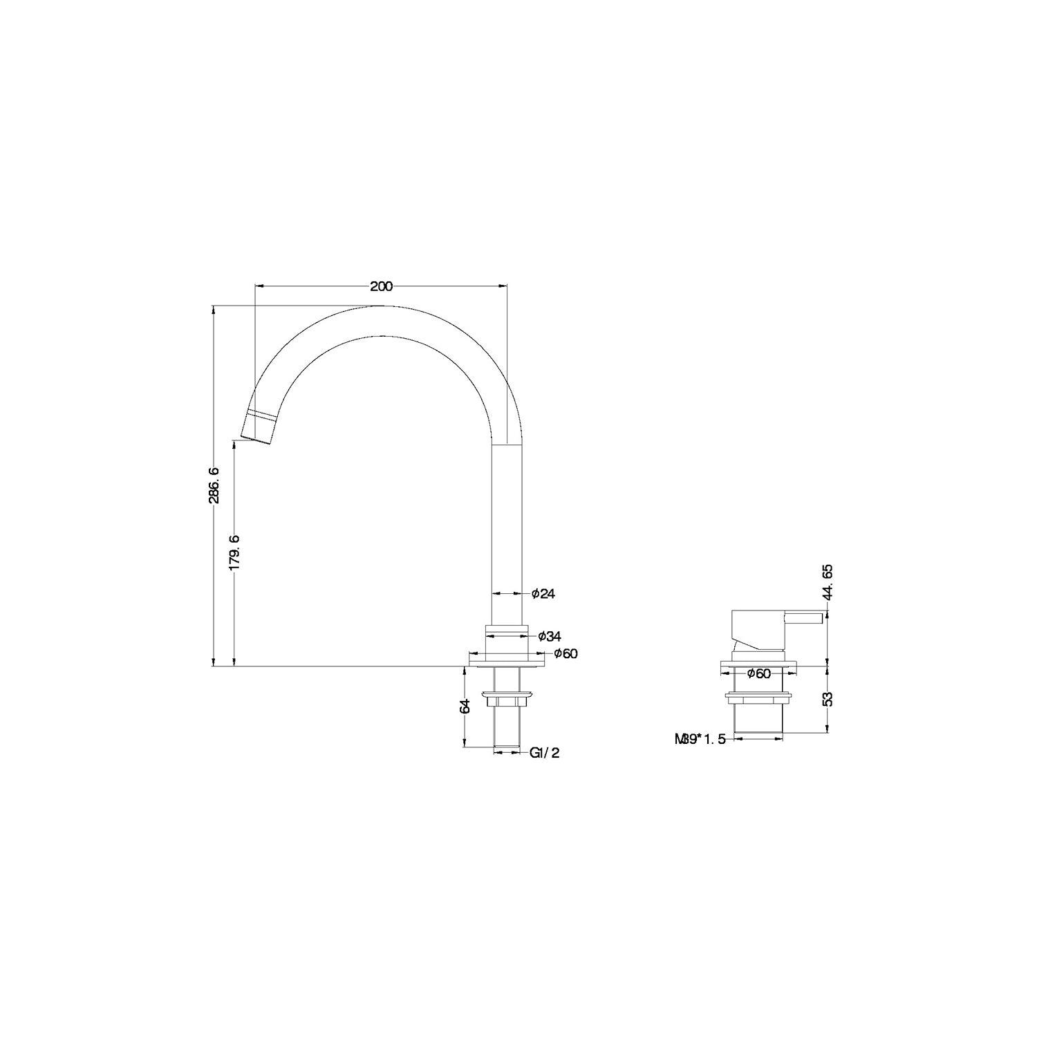 Mecca Hob Basin Mixer Round Spout Brushed Nickel - Burdens Plumbing