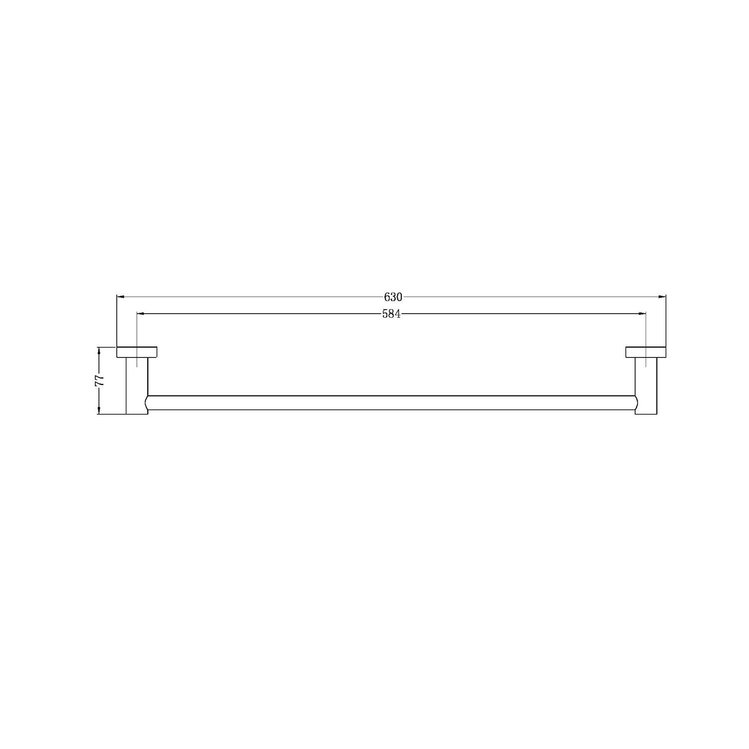 Mecca Single Towel Rail 600mm Chrome - Burdens Plumbing