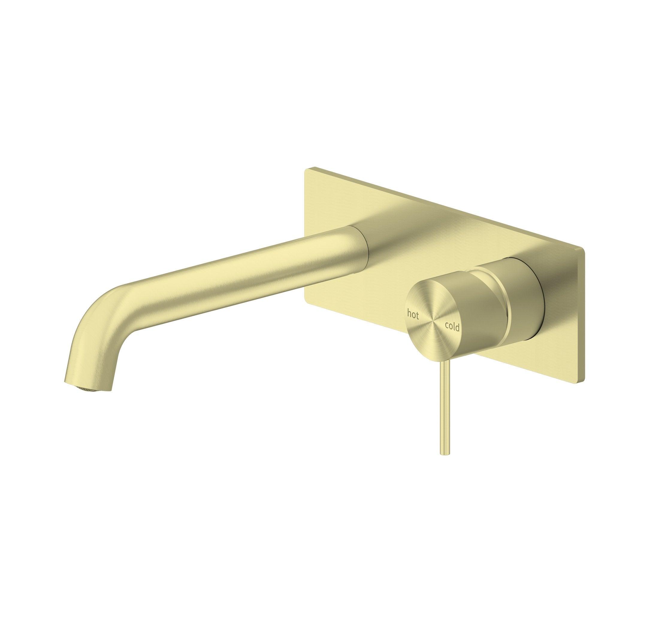 Mecca Wall Basin Mixer 230mm Spout Brushed Gold - Burdens Plumbing