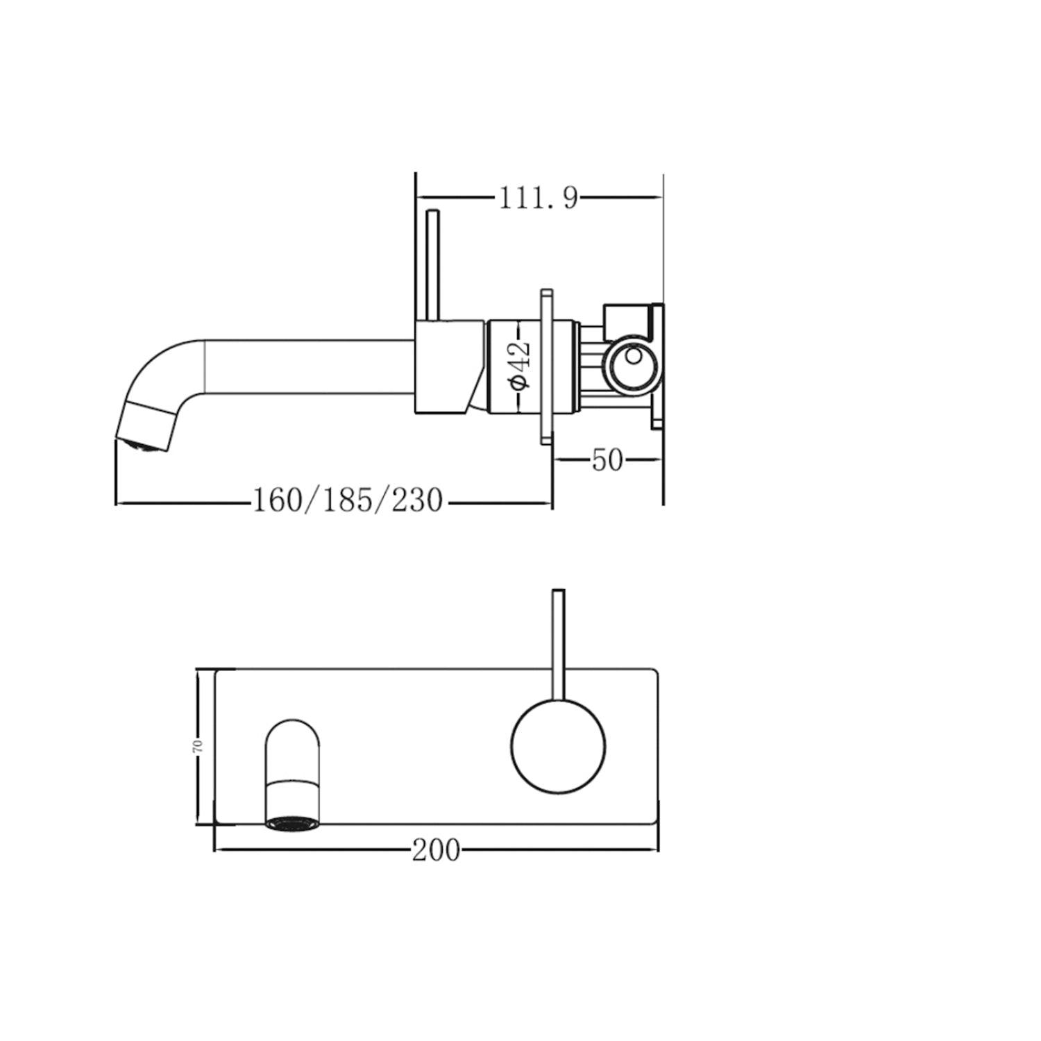 Mecca Wall Basin Mixer Handle Up 160mm Spout Brushed Nickel - Burdens Plumbing