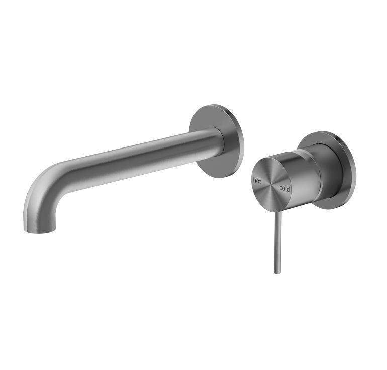 Mecca Wall Basin Mixer Sep Bp 180mm Spout Gun Metal - Burdens Plumbing