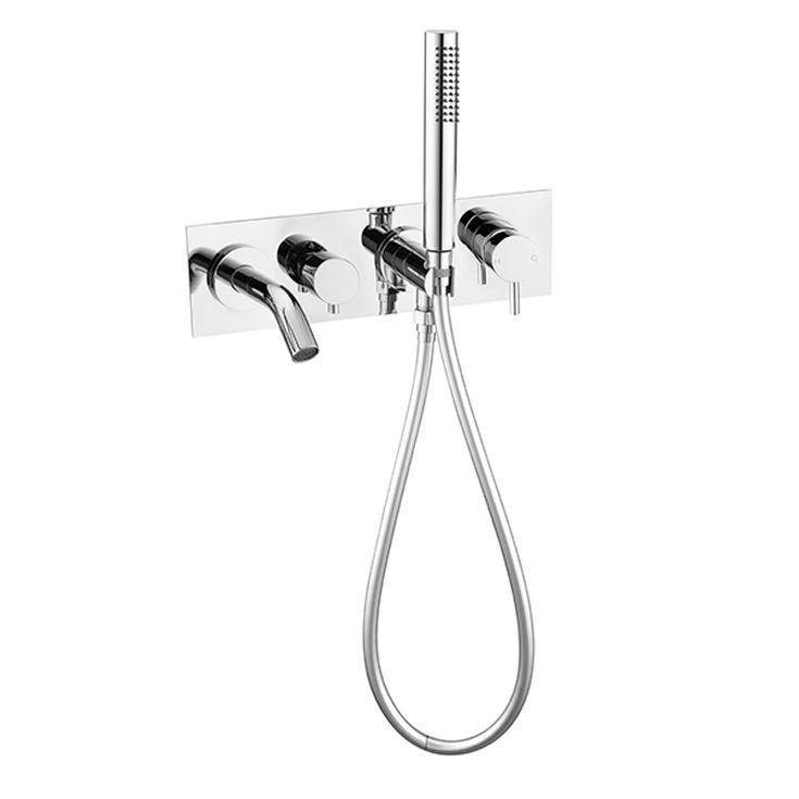 Mecca Wall Mount Bath Mixer With Handshower Chrome - Burdens Plumbing