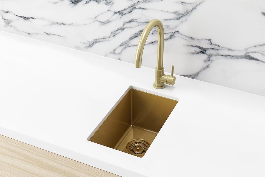 Meir Bar Sink Single Bowl 382mm X 272mm - Brushed Bronze Gold - Burdens Plumbing