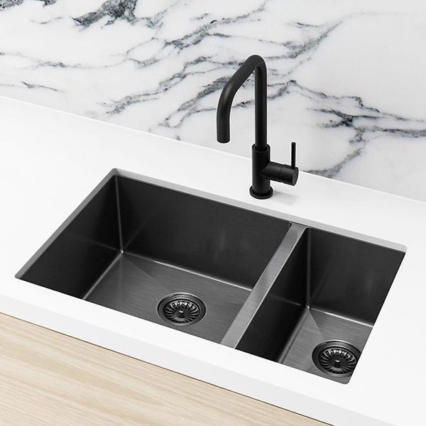 Meir Double Bowl Pvd Kitchen Sink 670mm - Brushed Gun Metal - Burdens Plumbing